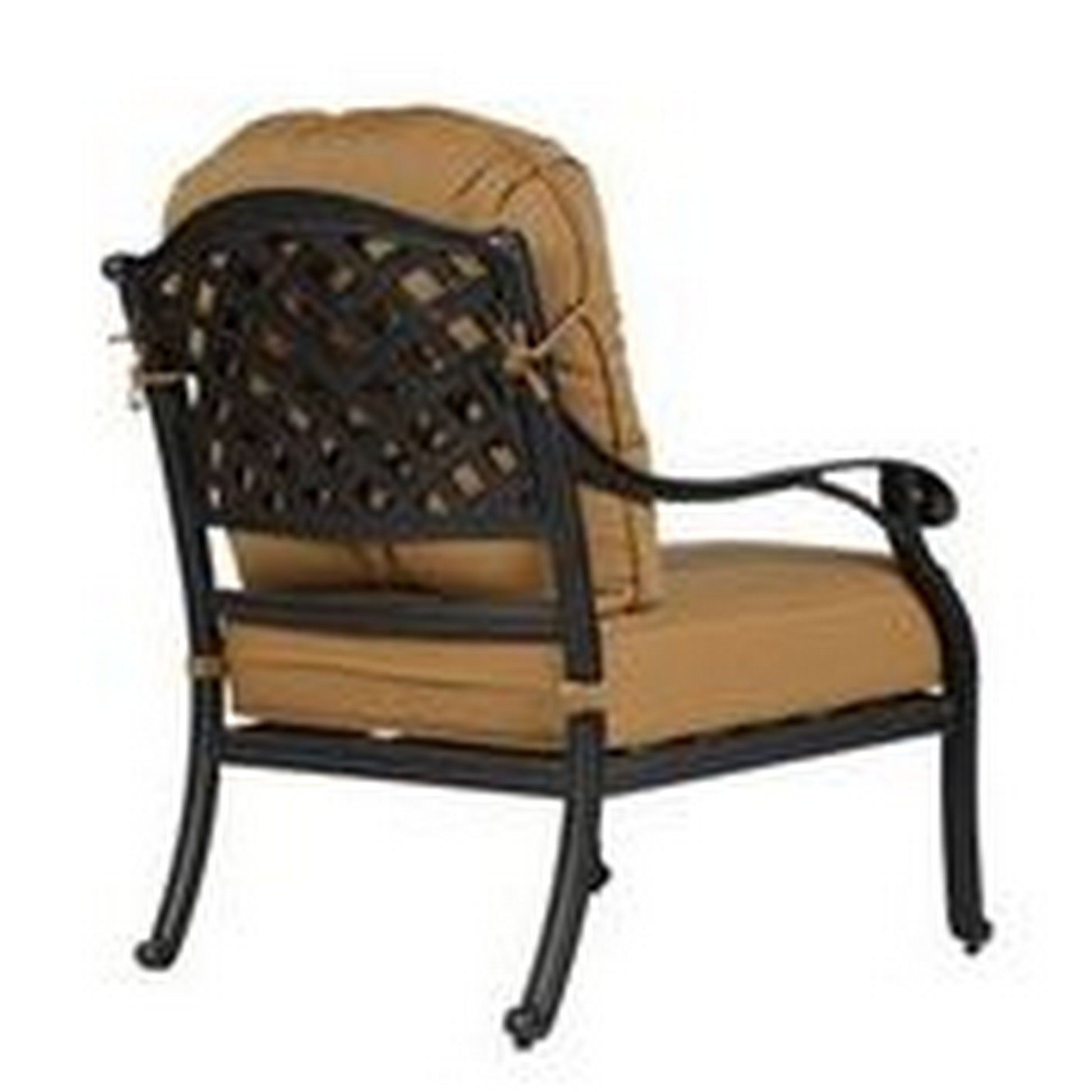 Zoe 28 Inch Outdoor Patio Club Chair, Cushion, Set Of 2, Aluminum, Brown Black Brown Aluminum