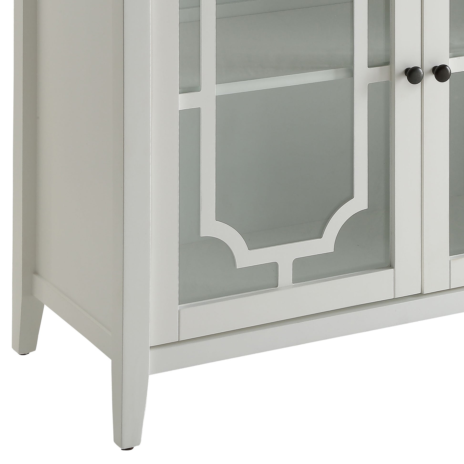 Ceara White Finish Console Cabinet White Glass,Mdf
