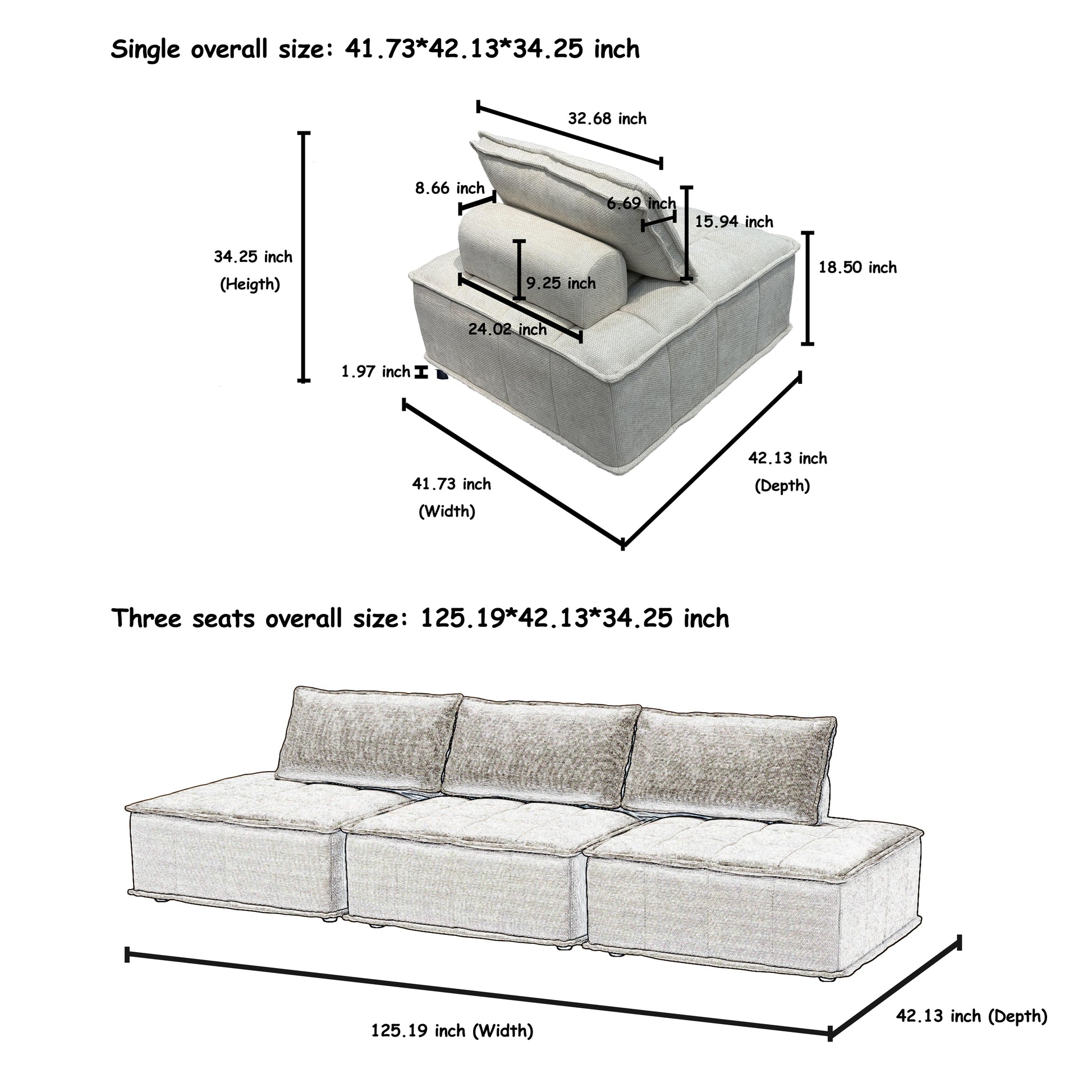 Modern Modular Chenille Sofa Versatile 3 Piece Modular Sofa Set Customizable Design For Ultimate Comfort And Style Beige Beige Wood Primary Living Space Split Back Modern Chenille 3 Seat