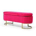 Storage Bench Bedroom Bench, Velvet Oval Upholstered End Of Bed Bench With Golden Metal Legs,50