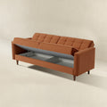 Benara Burnt Orange Velvet Sleeper Sofa Burnt Orange Velvet Primary Living Space Tufted Back Mid Century Modern Foam Velvet 3 Seat