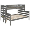 Wood Twin Xl Over Queen Bunk Bed With Ladder, Gray Twin Xl Box Spring Not Required Gray Wood Bedroom Bunk Solid Wood Mdf