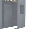 Twin Size House Loft Bed With Ladder And Wardrobe Grey Twin Grey Solid Wood