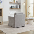 29.92'' Swivel Accent Chair, Upholstered Skirted Swivel Chair With Removable Back Cushion, 360 Degree Comfy Armchair For Living Room, Nursery, Lounge,Office,Gray Chenille Gray Chenille
