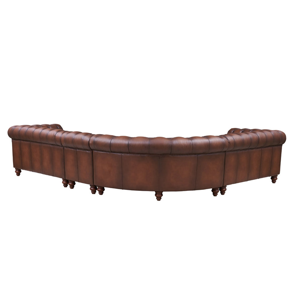 Alton Bay Leather L Shaped Convertible Sectional Brown Genuine Leather Wood Primary Living Space Medium Firm Tufted Back Mid Century Modern L Shaped Eucalyptus Rolled Arms Down Filling Leather 6 Seat