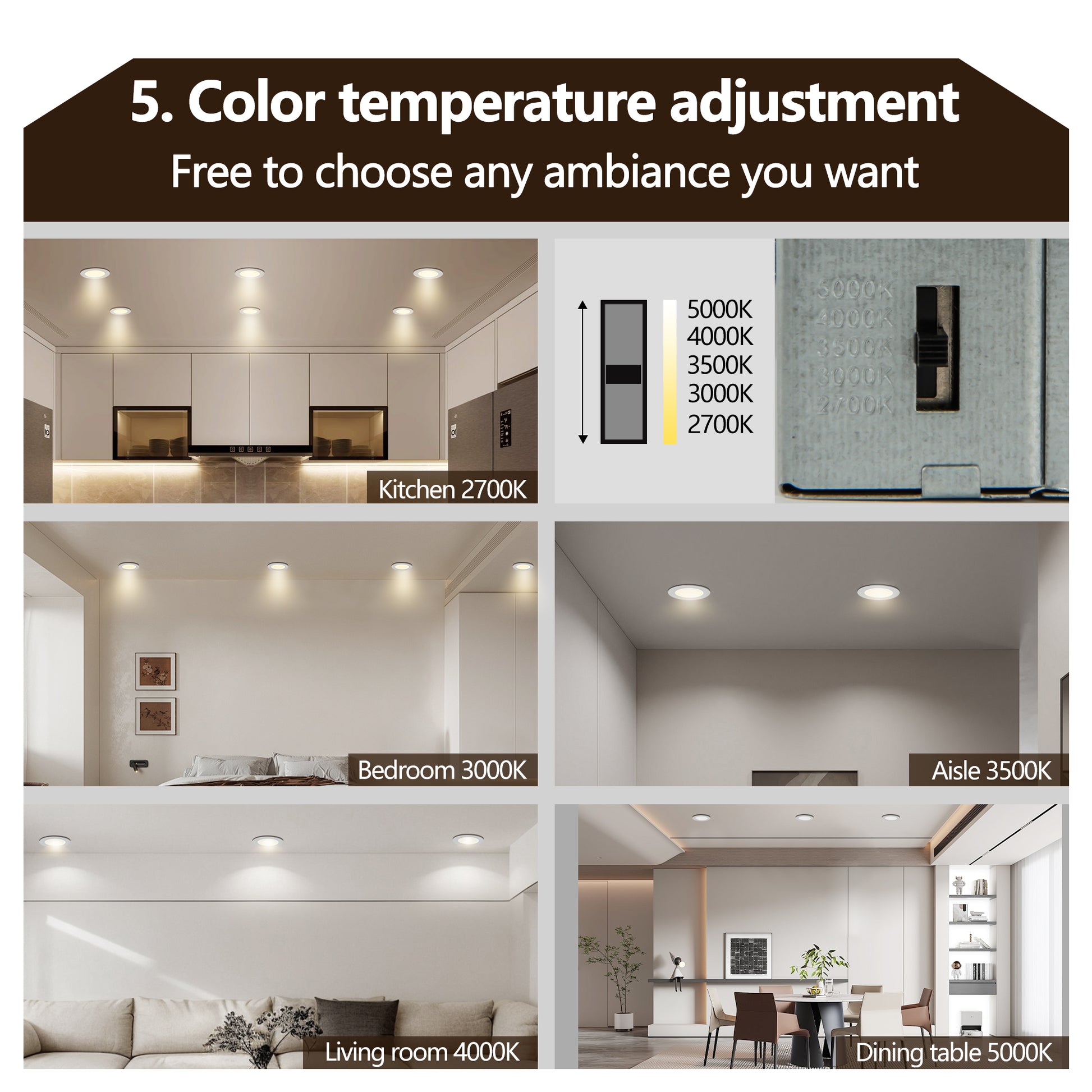 12 Pack 4 Inch Ultra Thin Led Recessed Ceiling Light With Junction Box, 2700K 5000K Dimmable Color Changing Downlight, 9W 810Lm, Easy Install, Ideal For Kitchen, Bedroom, Basement White