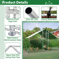 10 Ft. X 6.6 Ft. Large Metal Walk In Chicken Coop Galvanized Poultry Cage With Roosting Bar Farm Hen House Silver Metal