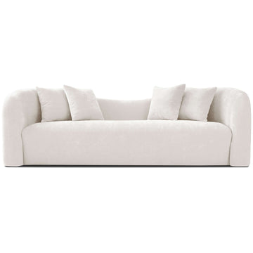 Mason Mid Century Modern Luxury Tight Back Curvy White Boucle Couch White Nature Wood Primary Living Space Tight Back Mid Century Modern Foam Boucle,Solid Wood 3 Seat