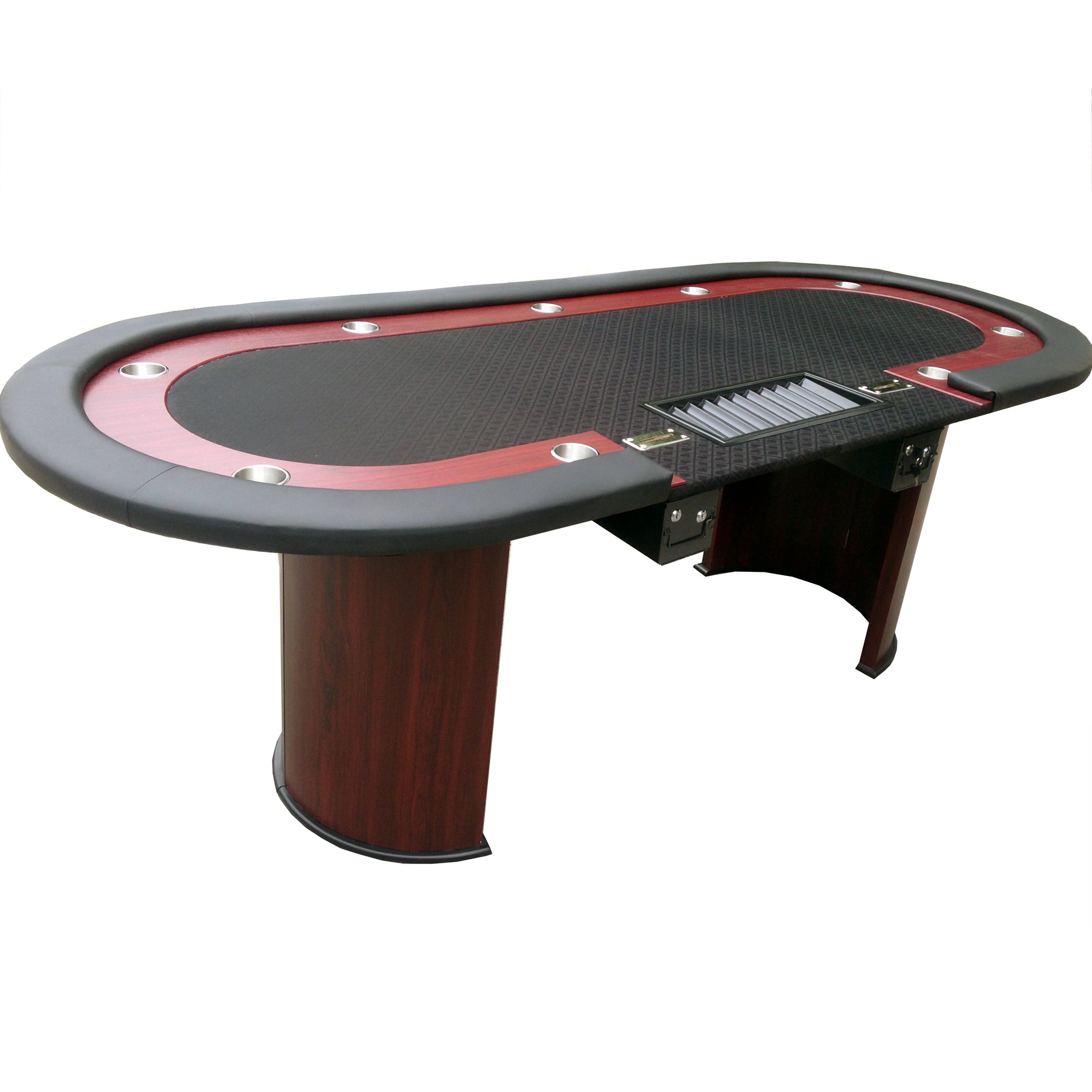 96" Luna Ultra Poker Table With Speed Cloth Racetrack Chip Tray Double Dropbox Wooden Legs Black Black Primary Living Space Modern Wood