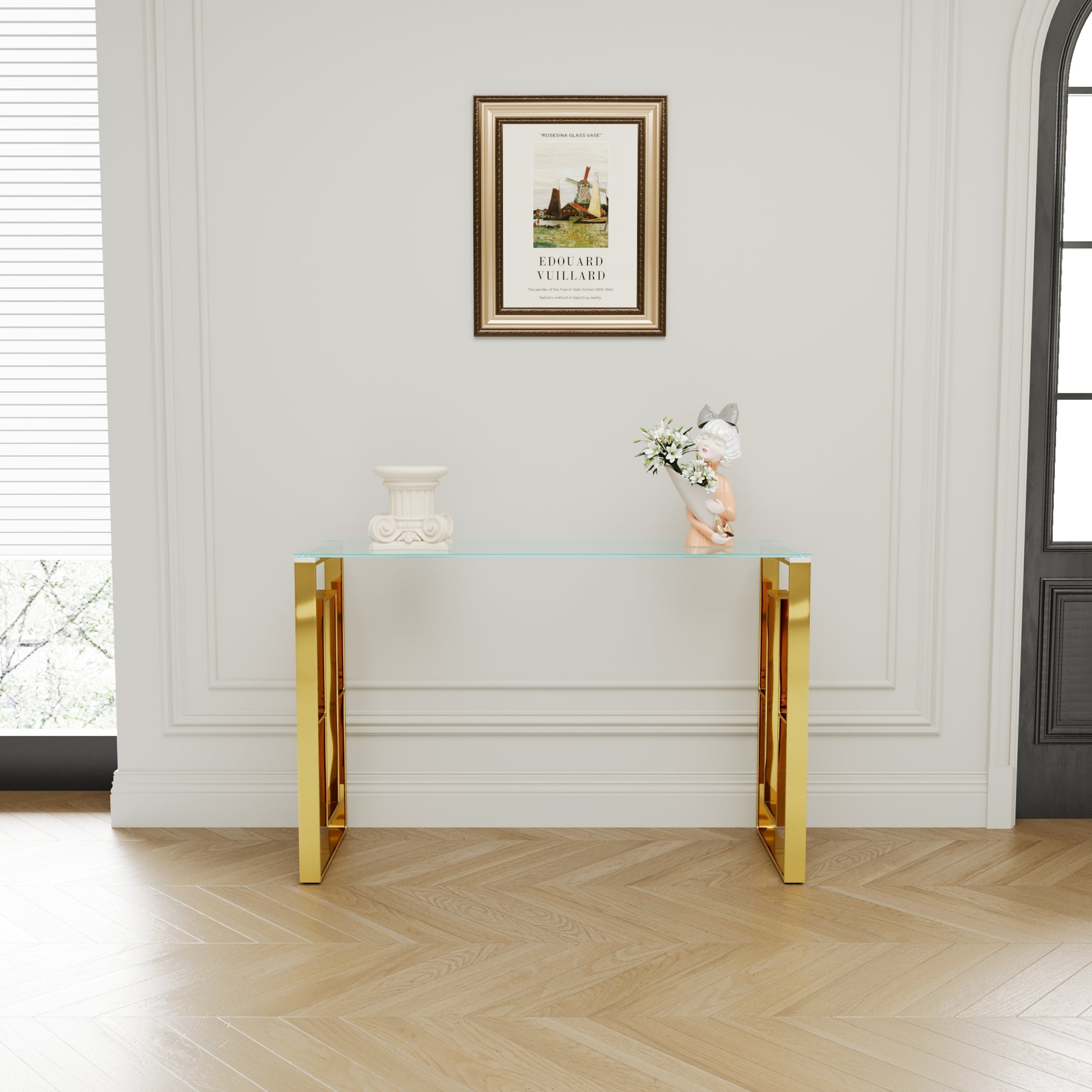 Console Table Stainless Steel Glass,Meal Side Table Golden Clear Bs 02 Golden,Transparent Primary Living Space Modern Stainless Steel