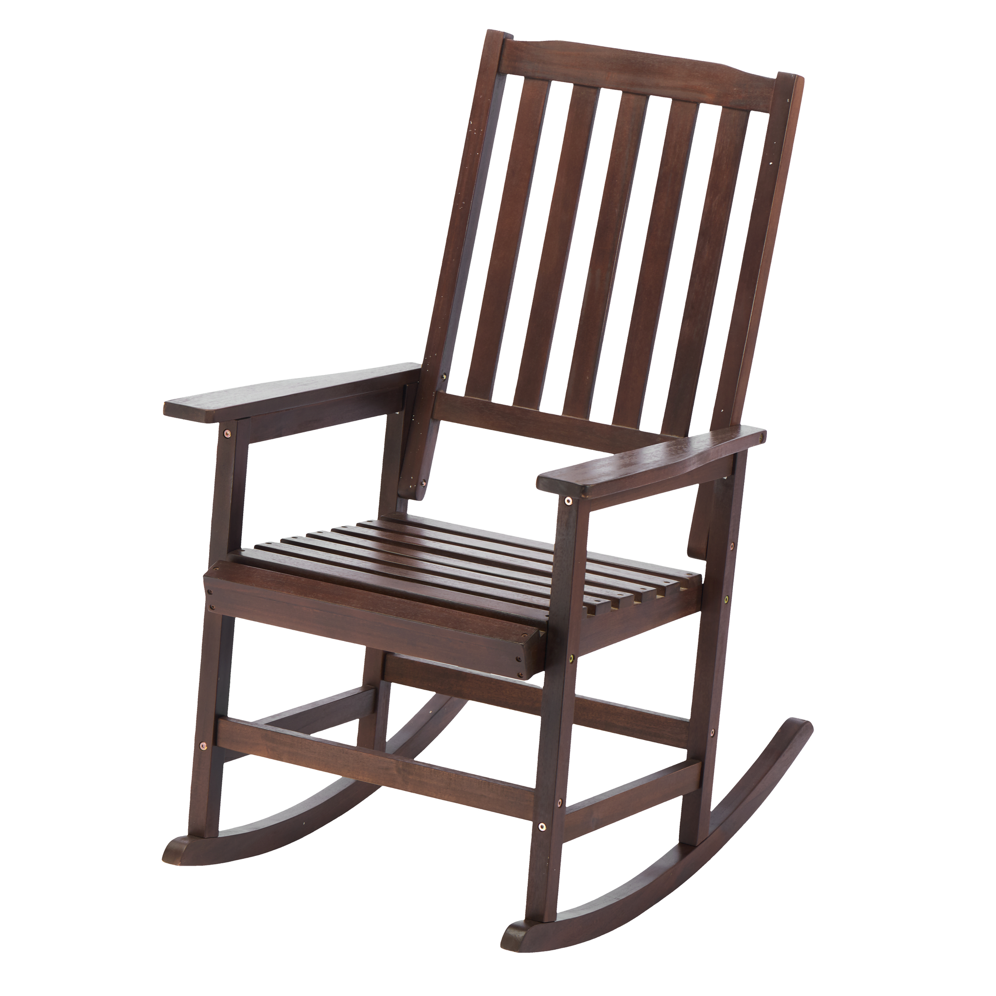 Acacia Indoor Rocking Chair, Outdoor Solid Wood Patio Furniture Style Brown Brown Acacia Wood