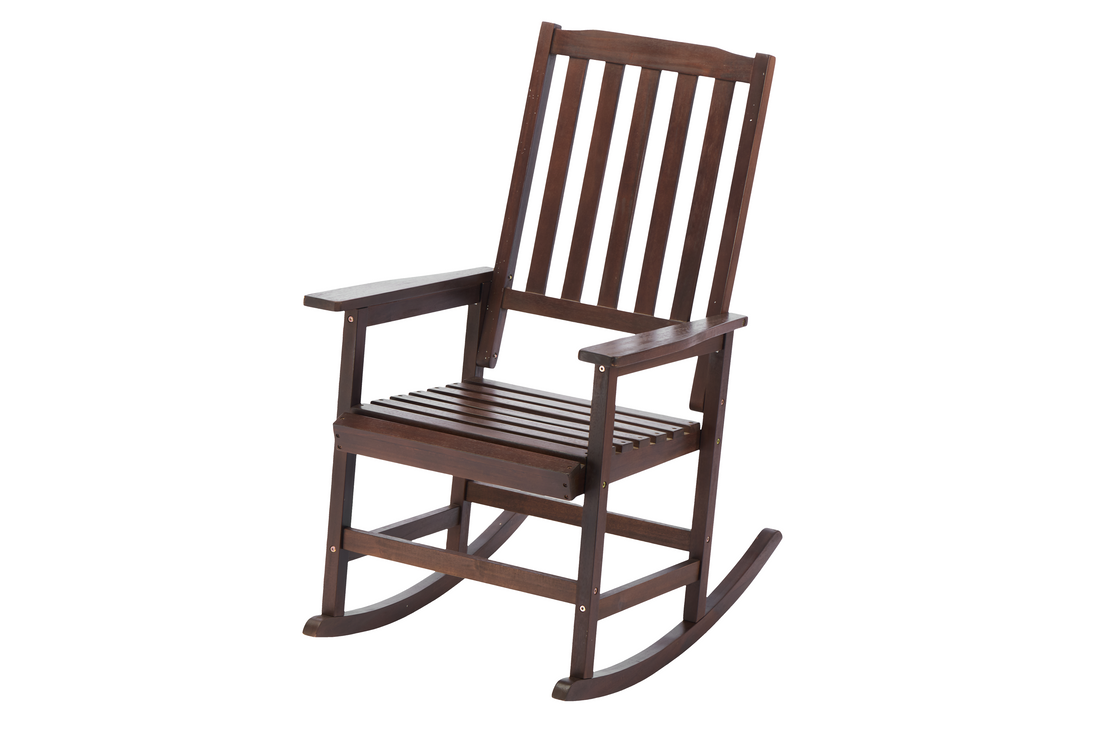 Acacia Indoor Rocking Chair, Outdoor Solid Wood Patio Furniture Style Brown Brown Acacia Wood