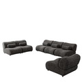 Black Modular L Shaped Sofa With Moveable Headrests Modern Chenille Fabric Sectional Couch With Hidden Legs & Cylindrical Pillows Perfect For Living Rooms, Large Seating, And Customizable Layouts