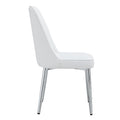 2 Modern Dining Chairs, Smooth Pu Leather Backrest And Silver Toned Metal Legs For A Comfortable Home Experience For Kitchens, Bedrooms And Offices. White Pu