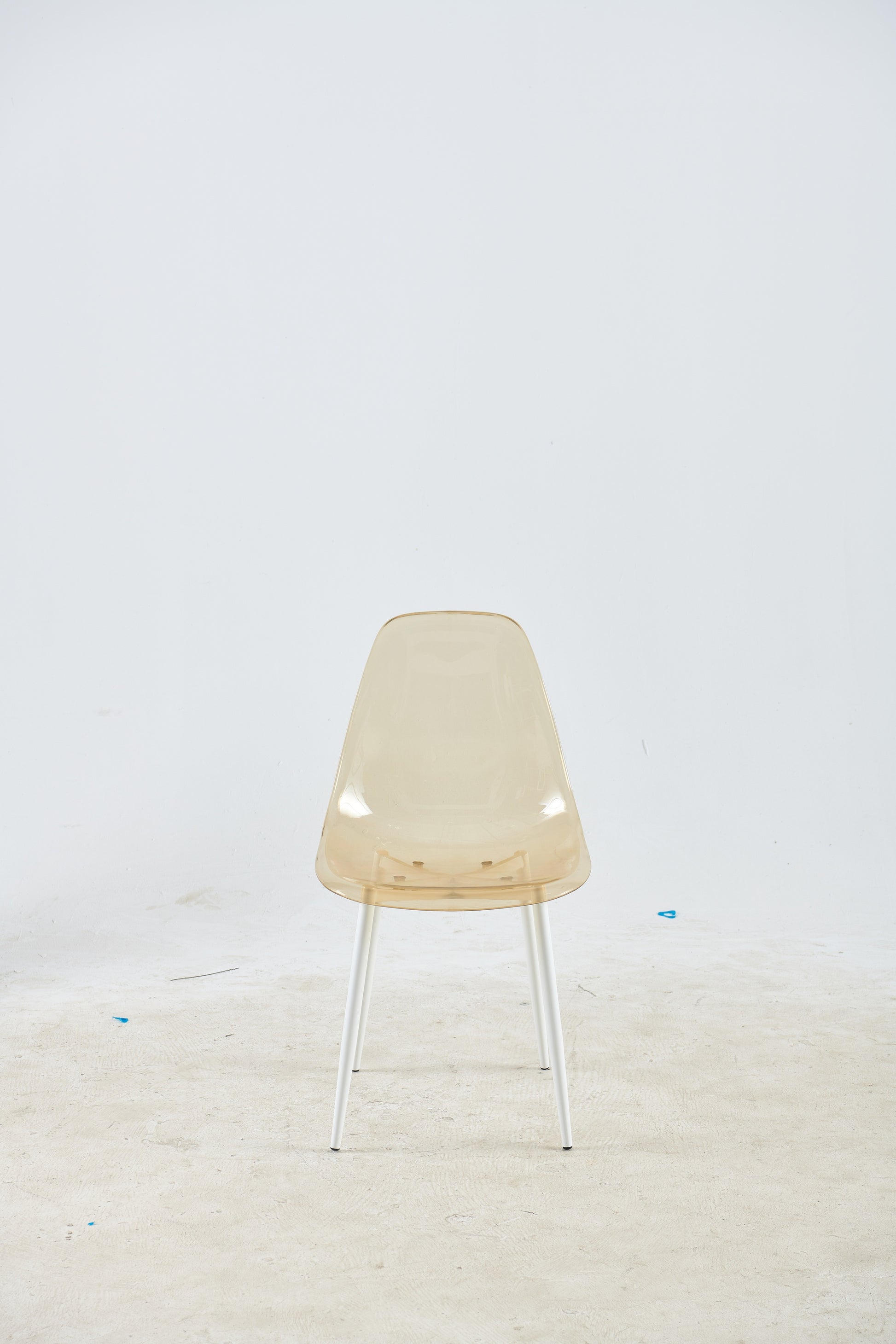 Dining Chair,Set Of 4,Metal Leg,Plastic Seat,Transparent Yellow Yellow White Iron Plastic