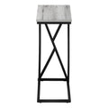 Accent Table, C Shaped, End, Side, Snack, Living Room, Bedroom, Grey Laminate, Black Metal, Contemporary, Modern Grey Mdf