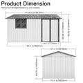 Metal Garden Sheds 10Ftx12Ft Outdoor White Grey With Window Grey White Metal