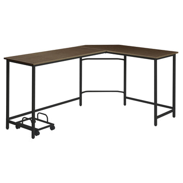 Oak And Black L Shape Computer Desk Black Brown Casters Or Wheels Computer Desk Modern L Shape Wood Metal