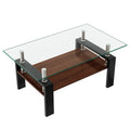 Rectangle Coffee Table, Tempered Glass Tabletop With Mdf Layer, Modern Table For Living Roomtransparent Glass Transparent Tempered Glass