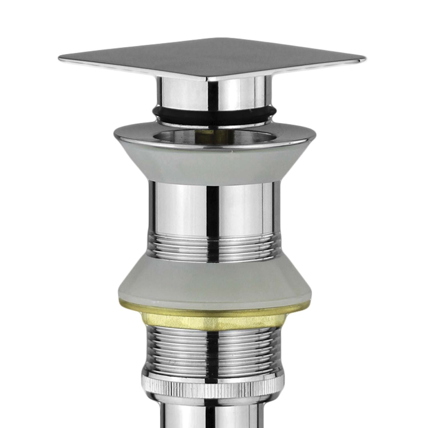 Dax Square Vanity Sink Pop Up Drain Without Overflow Chrome Brass