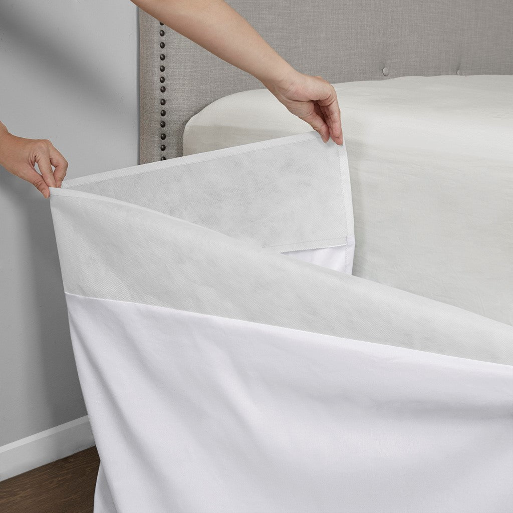 Wrap Around Adjustable Bedskirt White One Size White Microfiber