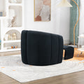 Coolmore Accent Chair With Ottoman, Mid Century Modern Barrel Chair Upholstered Club Tub Round Arms Chair For Living Room Bedroom Office Black Velvet Black Foam Velvet