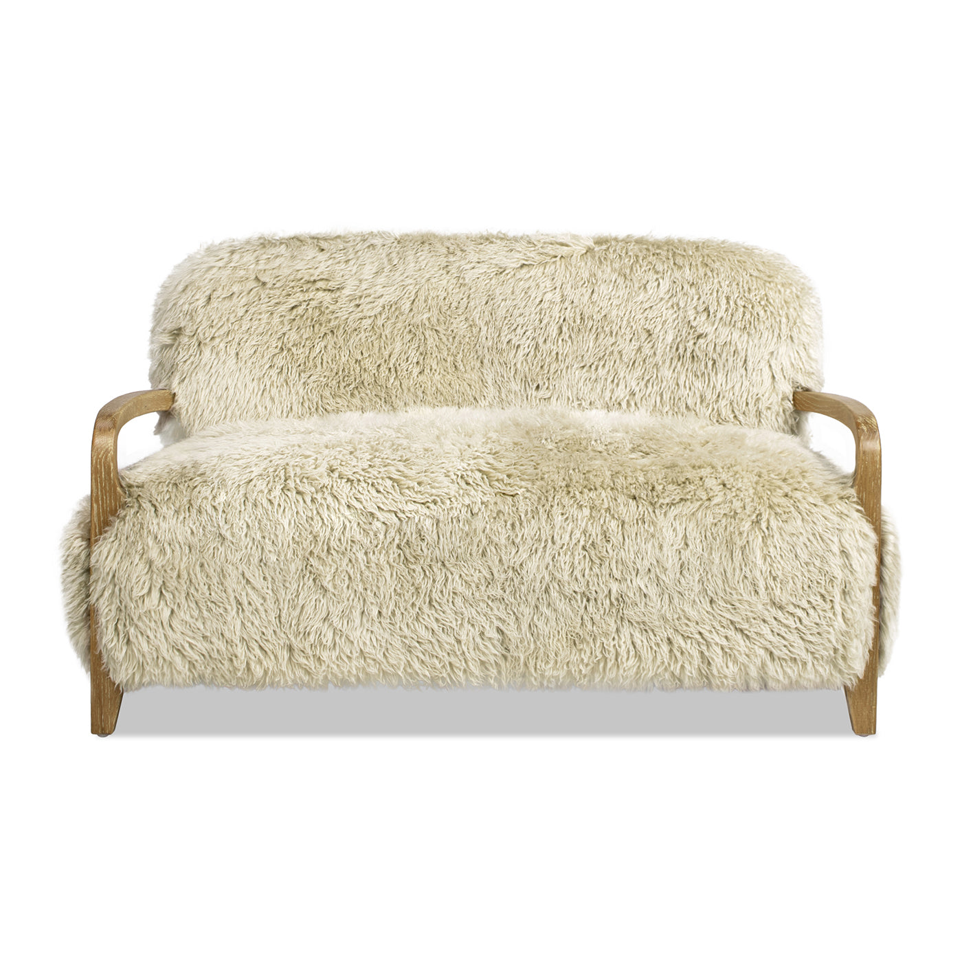 Enchante 52.5" Zealand Sheepskin Accent Loveseat Taupe Natural Foam Fur