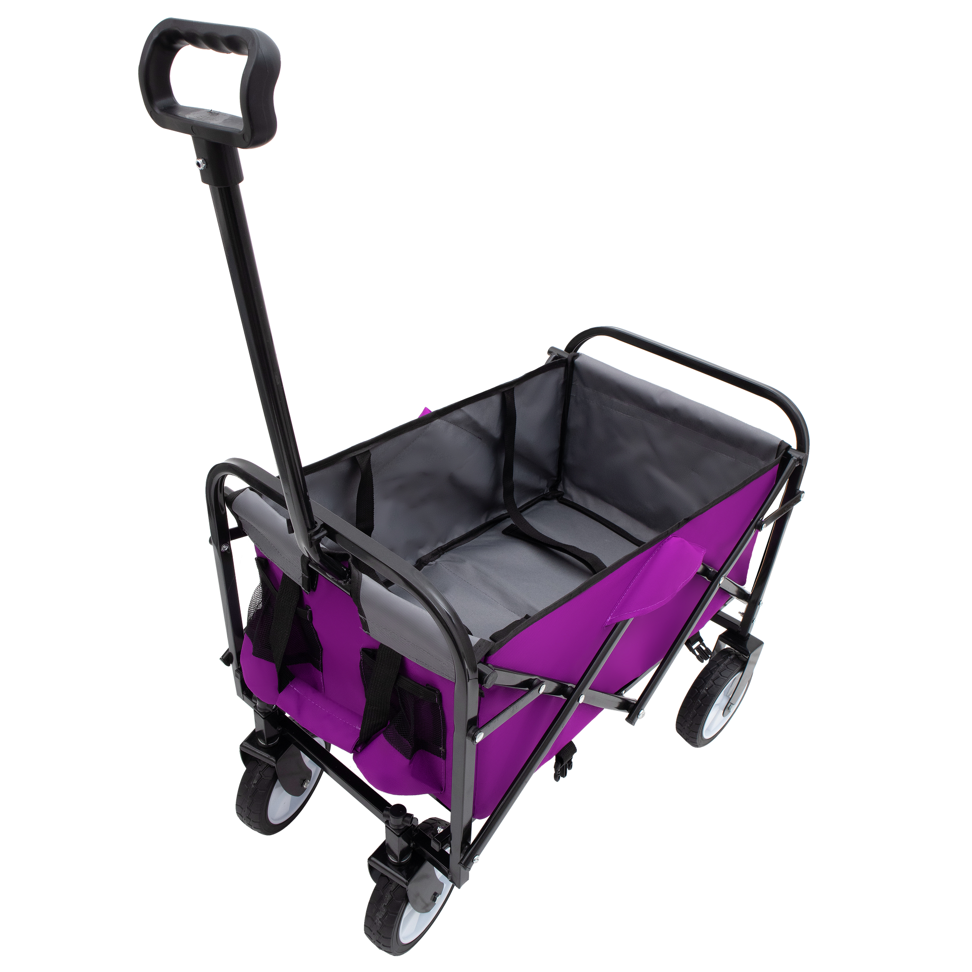 Minimeetall Strapcollapsible Foldable Wagon Cart With Strapping System Beach Wagonutility Cartutility Wagon Grocery Cart For Camping Shopping Sports Gardeing Fishing Supports 225Lbs Purple Purple