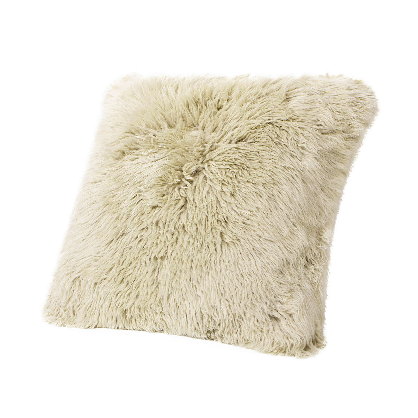 Astrid 20" Square Accent Throw Pillow Cover With Feather Insert, Taupe Beige Genuine Fur Taupe Natural Down Filling Fur