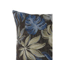 Contemporary Style Leaf Designed Set Of 2 Throw Pillows, Navy Blue Navy Blue Polyester