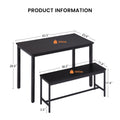 Dining Table Set, Bar Table With 2 Dining Benches, Kitchen Table Counter With Chairs, Industrial For Kitchen Breakfast Table, Living Room, Party Room, Black43.3 L X23.6 W X 29.9 H Black Particle Board