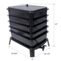 5 Layer Worm Compost Bin, 50L Worm Composter, Easy Setup Inclusive Worm Farm Kit For Recycling Food Waste Black Plastic