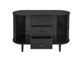 Sideboard Buffet Storage Cabinetaccent Cabinet With Smoothly Sliding Tambour Doorsmodern Kitchen Buffet Cabinet With 3 Drawer And 2 Doors For Living Room Dining Room Black Mdf