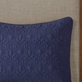 3 Piece Split Corner Pleated Quilted Bedspread Navy King Navy Polyester
