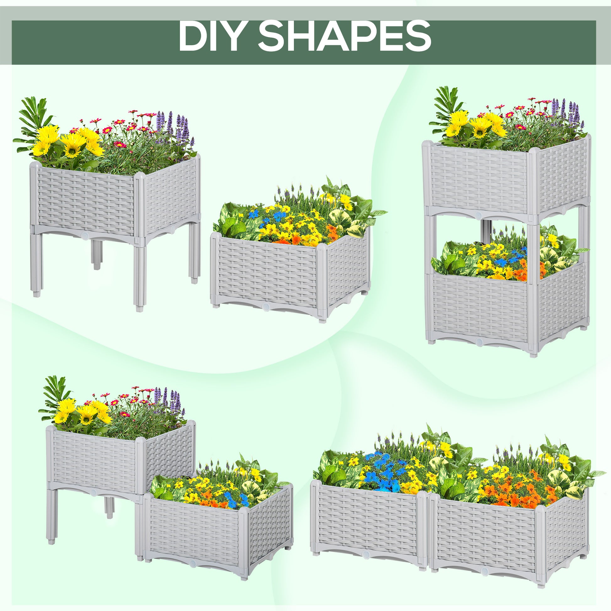 Outsunny 2 Piece Raised Garden Bed With Legs, Self Watering Planter Box Raised Bed To Grow Flowers, Herbs & Vegetables, Gray Gray Polypropylene