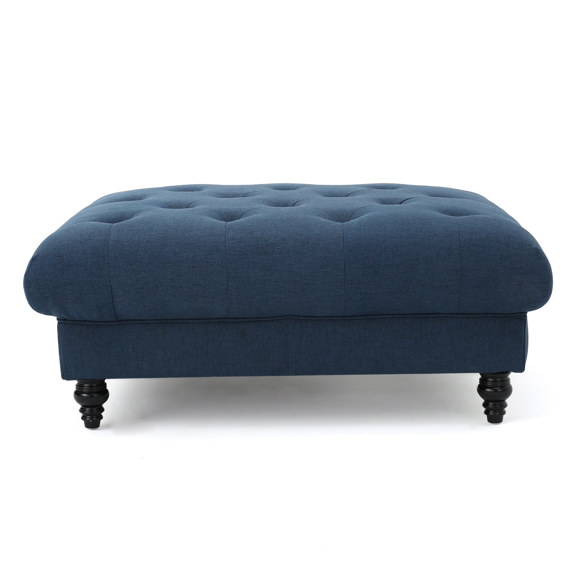 Madrid Kd Tufted Ottoman Navy Blue Fabric