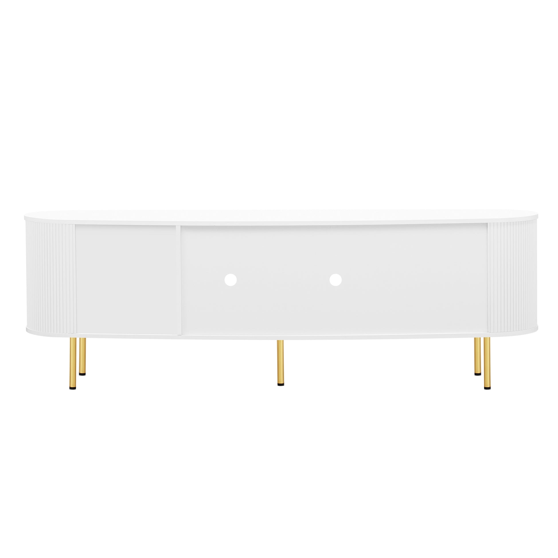 Modern Tv Stand For Tvs Up To 80 Inches, Entertainment Center With 4 Cabinets, Wood Media Console With Metal Legs And Handles For Living Room, White White 70 79 Inches Mdf