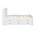 Full Size Captain Bed With Storage Bookcase Headboard,Captain Bed With Trundle And Three Storage Drawers For Kids Teens Dorm Bedroom Multipurpose Guest Room Or Home, White Box Spring Not Required Full White Wood Solid Wood Mdf