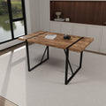 Mdf Dark Wood Dining Table And Modern Dining Chair 4 Piece Set, Medieval Wooden Kitchen Dining Table Set, Rectangular Metal Base, Dining Table And Suede Chair Brown Green Mdf
