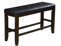 Black And Espresso Counter Height Bench Espresso Faux Leather Bedroom Rubberwood Wood Fabric