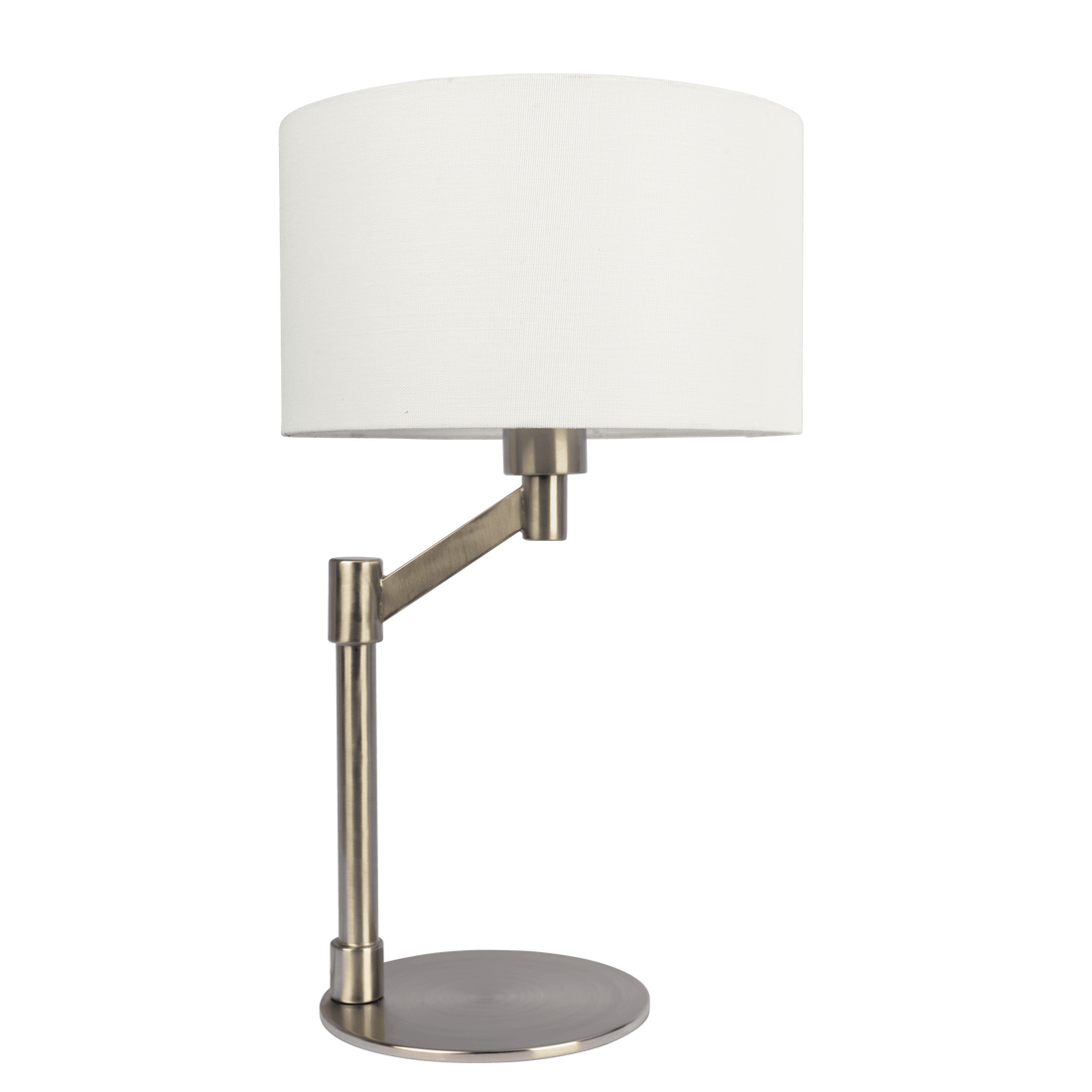 Horizon Brushed Nickel Table Lamp With On Off Switch Curved Metal Base Linen Shade Silver,White Table&Floor Lamps Linen,Metal