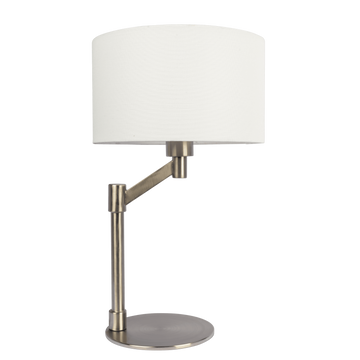 Horizon Brushed Nickel Table Lamp With On Off Switch Curved Metal Base Linen Shade Silver,White Table&Floor Lamps Linen,Metal