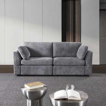 Modular Sofa Whitechenille Fabric, Simple And Grand, The Seat And Back Is Very Soft. This Is Also A Knock Down Sofa Grey Brown Chenille Wood Primary Living Space Medium Firm Light Duty Victorian Rectangle Acacia Rolled Arms Chenille 4 Seat