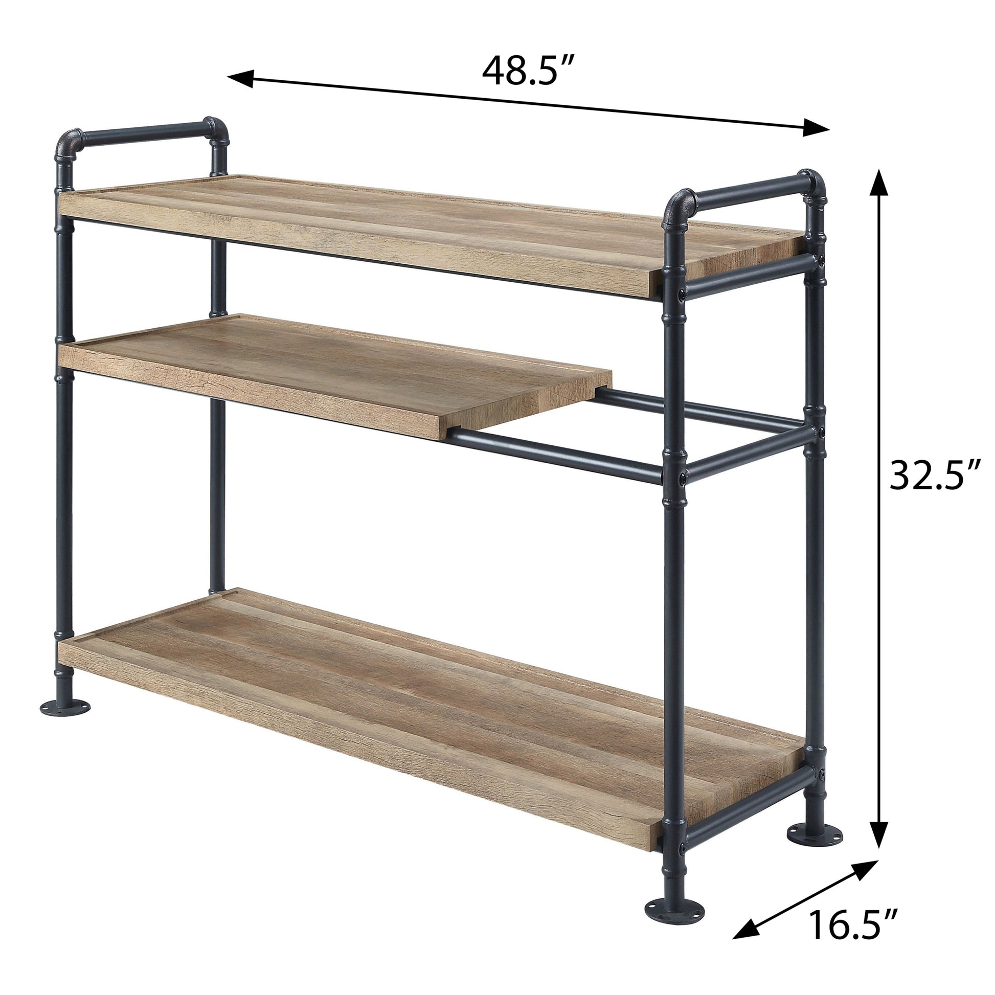 Mankato Oak And Sandy Black 3 Shelf Bookshelf 3 Oak Horizontal Open Back Wood Oak Wood Metal