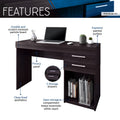 Techni Mobili Home Office Workstation With Storage, Espresso Espresso Writting Desk Modern Rectangular Rectangular Particle Board