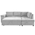 Mirod 91.5 Inch L Shaped Couch With Pull Out Bed And Storage Sectional Sleeper Sofa With Hidden Storagewide Armrest With Storage,For Living Room, Apartment, Bedroom, Office Light Grey Polyester 3