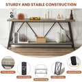 70.9 Inch Extra Long Sofa Table, Console Behind Sofa, Entryway Table With 2 Tier Storage Shelves For Hallways, Living Rooms,Foyers,Entryways,Banquet Rooms,Rustic Gray And Black, 70.9 L X 11.8