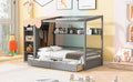 Twin Size House Bed With Two Drawers And Wardrobe,Gray Twin Gray Solid Wood