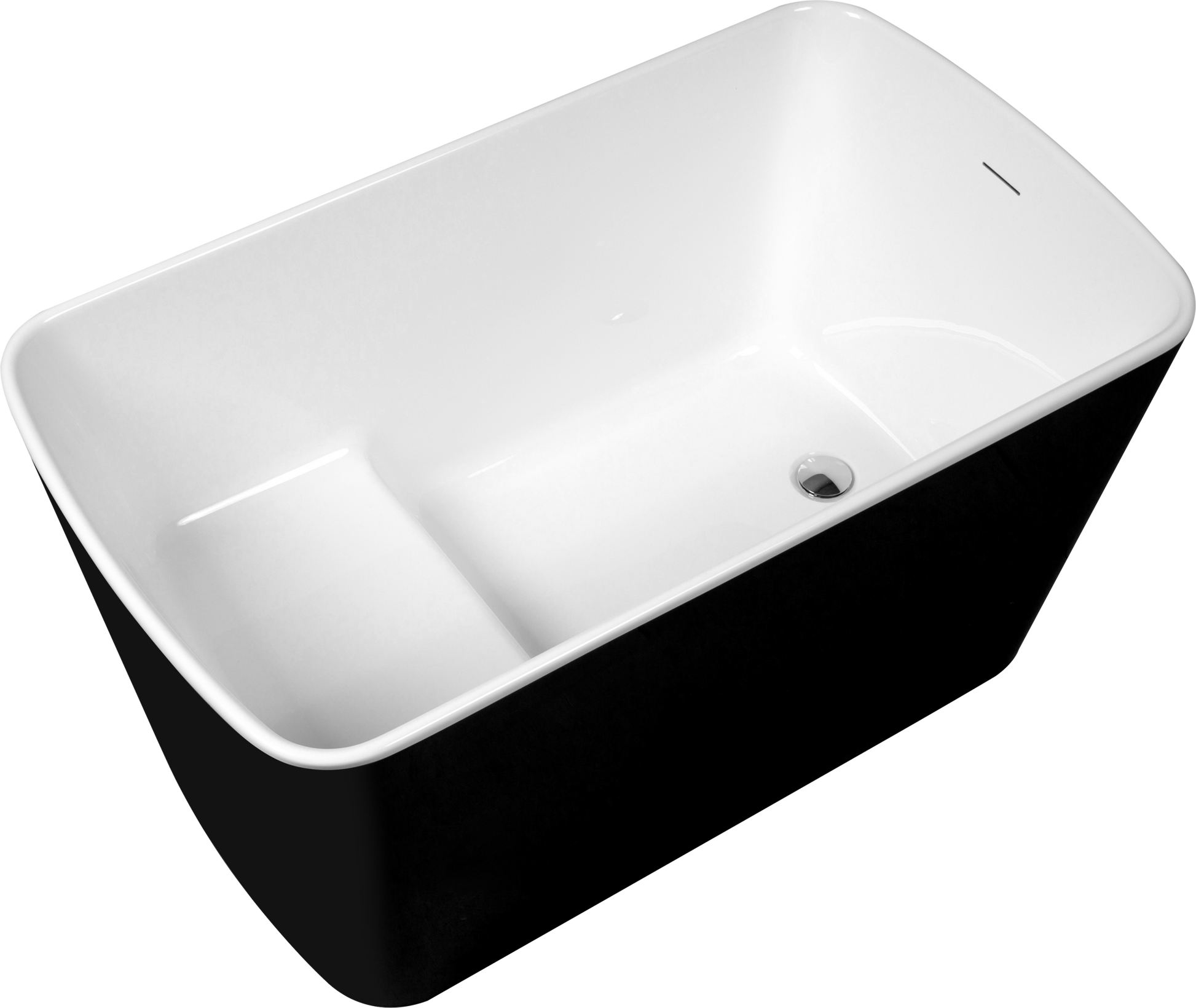 49'' X 28'' Acrylic Freestanding Soaking Bathtub, Square Shape Japanese Soaking Hot Tub, Sit In Design With Chrome Overflow And Drain, Available For Express Delivery, 23Ama 49B Glossy Black Black Freestanding Tubs Acrylic