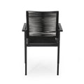 Outdoor Modern Aluminum Dining Chair With Rope Seat Set Of 2 , Dark Gray And Black Black Aluminium